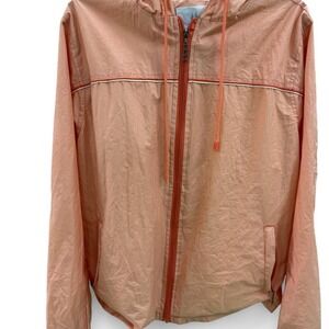 Exist Outdoors Mens Hooded Windbreaker Jacket Orange Pink XL Full Zip Mesh Lined